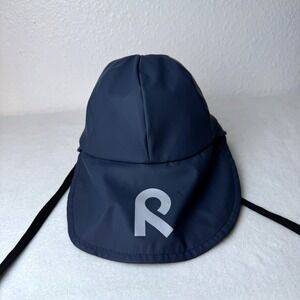 Reima Rain Hat Blue 9-12 Months Chin Tie Ear Flaps Outdoor Slicker Cap Baby
